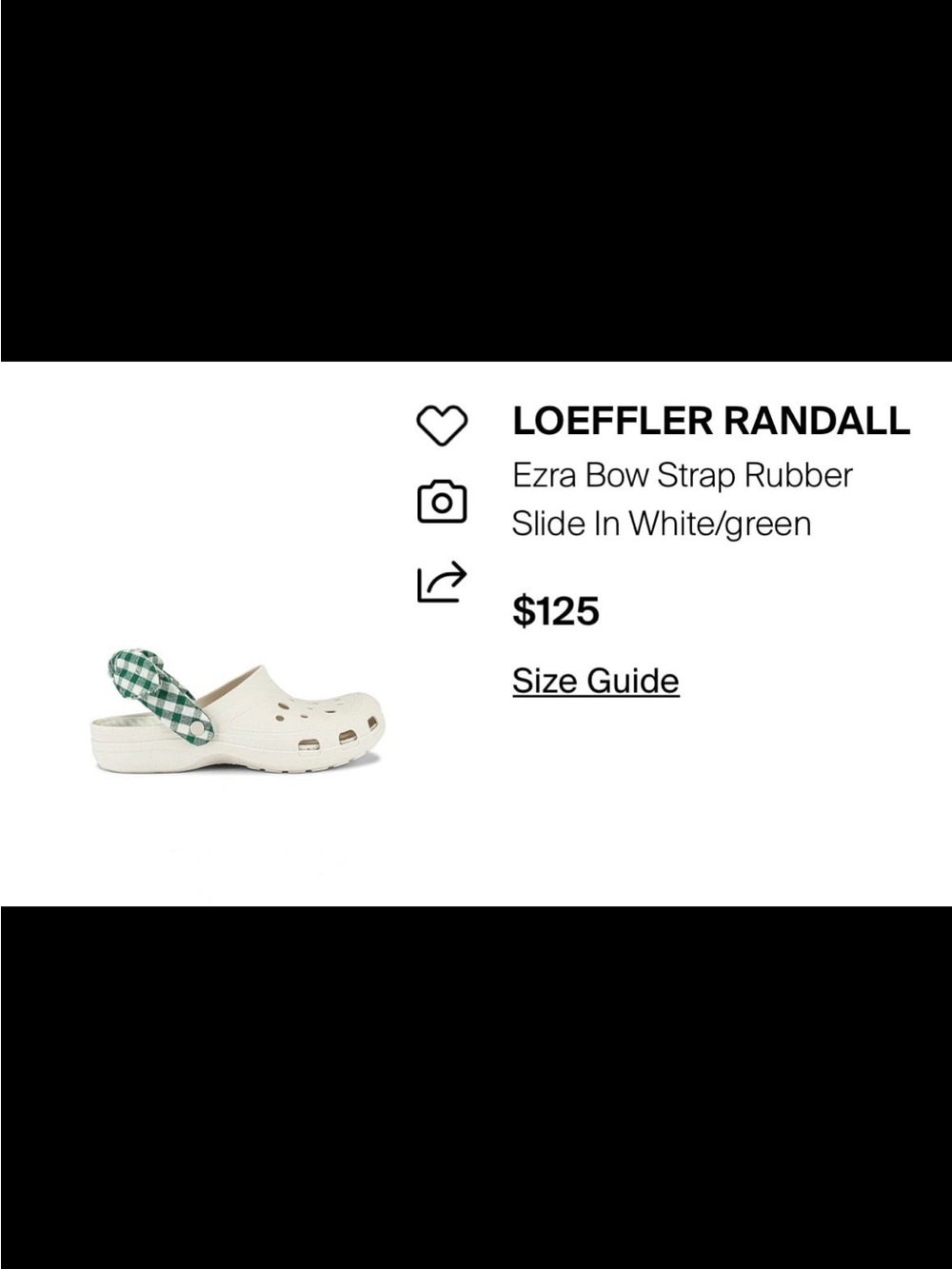 Loeffler Randall White Slides with Green Gingham Bow Strap